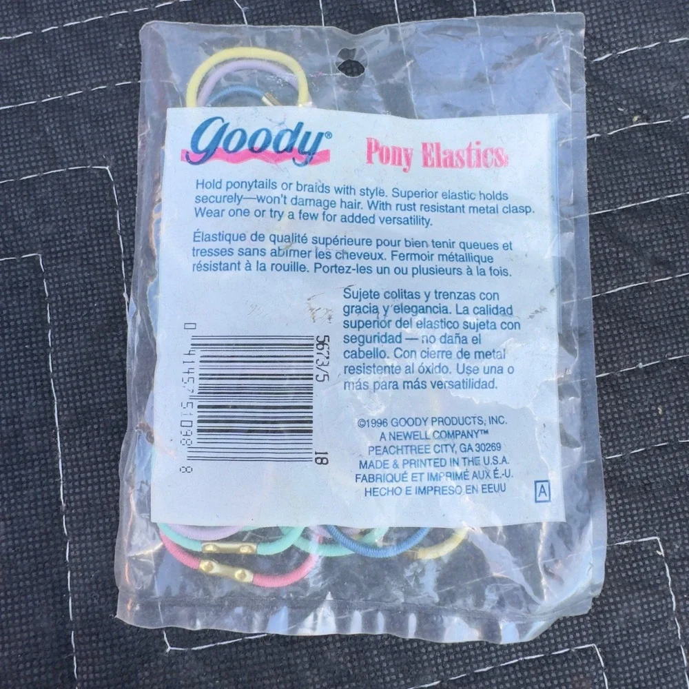 Vintage 1996 Goody Pony Elastics 30 Count Pastel Hair Ties Metal Clasp 051088